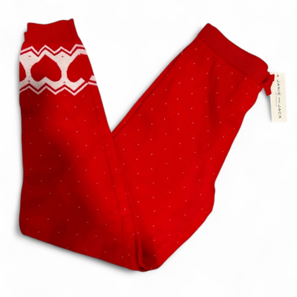Janie and Jack Red and White Heart Joggers - Size 12 - BNWT!
